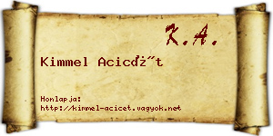 Kimmel Acicét névjegykártya